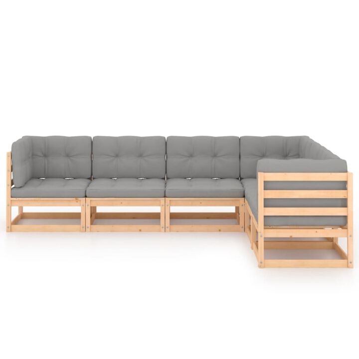 vidaXL 6 Piece Garden Lounge Set with Cushions Solid Pinewood