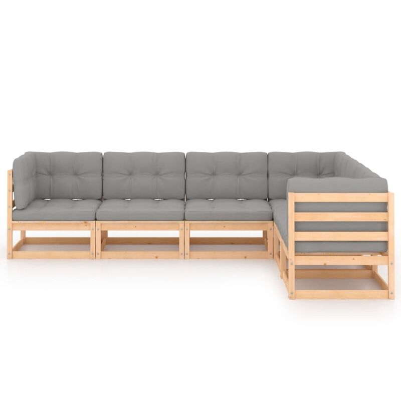 vidaXL 6 Piece Garden Lounge Set with Cushions Solid Pinewood