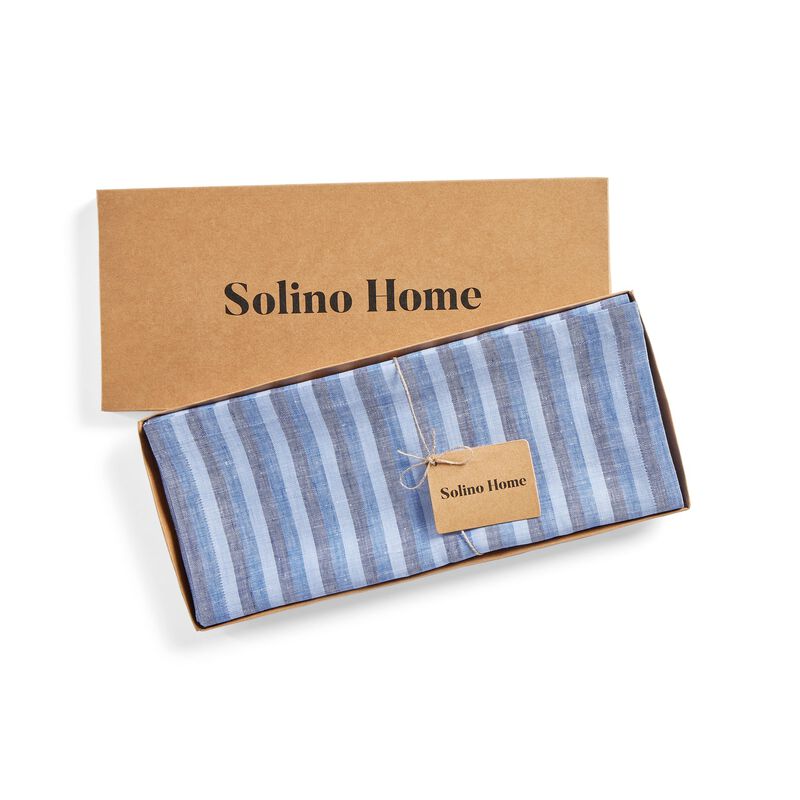 Solino Home 100% Pure Linen Table Runner | Bistro Stripe