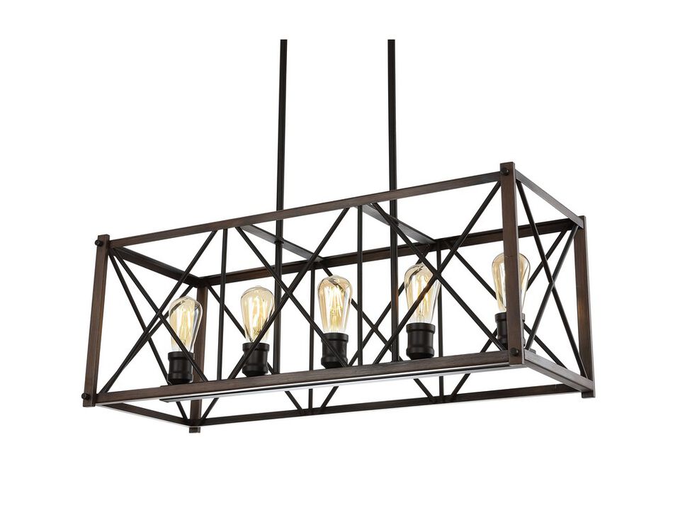 Galax 5-Light Adjustable Iron Farmhouse Industrial LED Dimmable Pendant