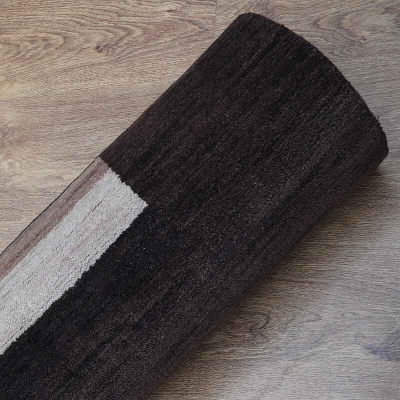 RUGSOTIC CARPETS HAND KNOTTED LOOM WOOL ECO-FRIENDLY AREA RUGS  - 5'x8', Rectangle, Brown Beige Color, Contemporary Modern Design, High Pile Thick Handmade Anti Skid Rugs for Living Room (L00904)