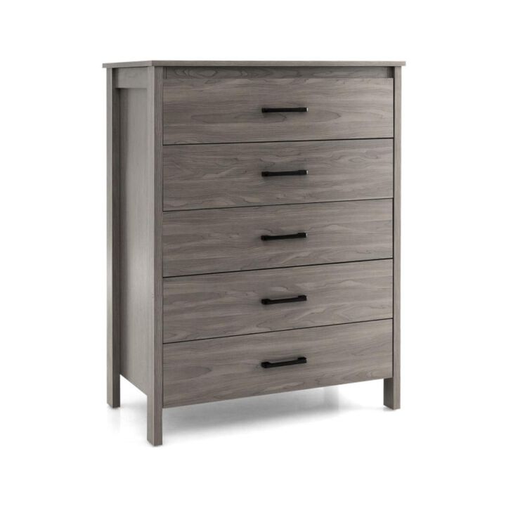 Hivvago Modern 5-Drawer Multipurpose Chest Dresser with Metal Handles-Grey
