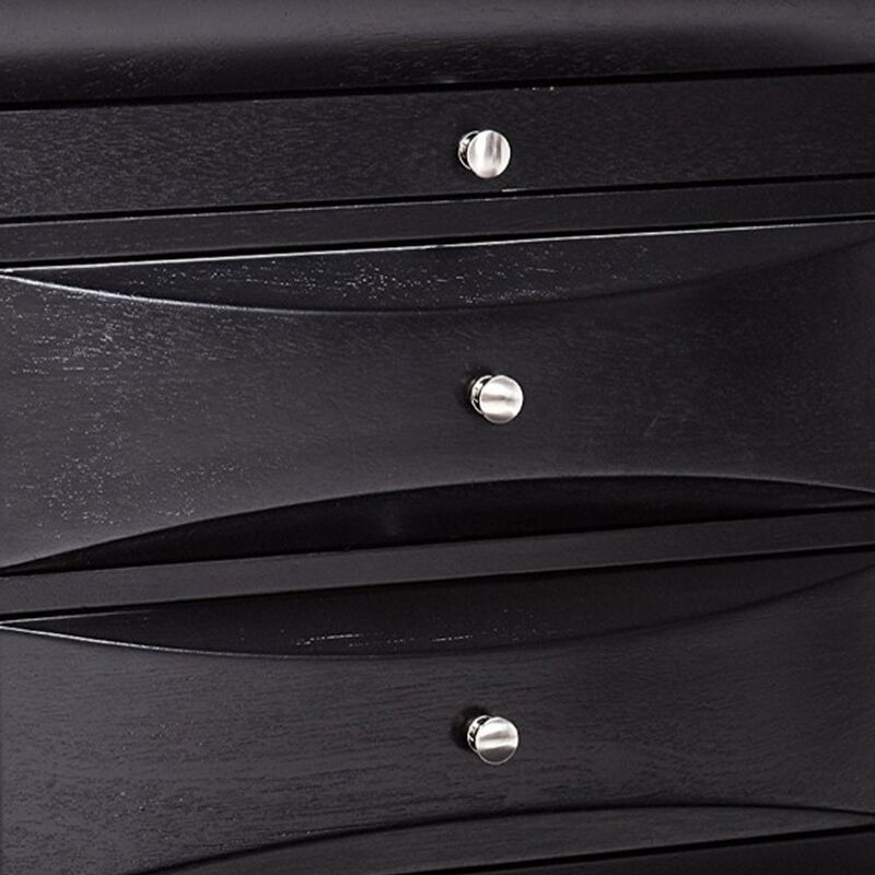 Wooden 2 Drawer Nightstand with tray, Black-Benzara