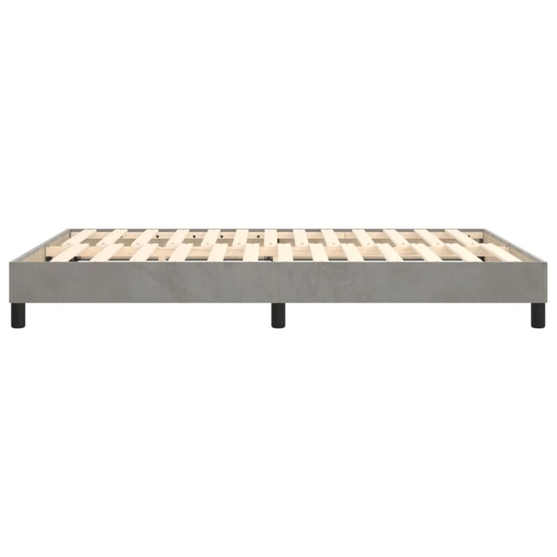 vidaXL Modern Velvet Box Spring Bed Frame, Full Size, Light Gray - Sturdy Plywood and Engineered Wood Construction for Restful Sleep