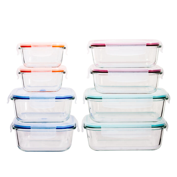 Lexi Home Durable 8 Piece Glass Meal Prep Food Containers with Snap Lock Lids Lexi Home Durable 8 Piece Glass Meal Prep Food Containers with Snap Lock Lids