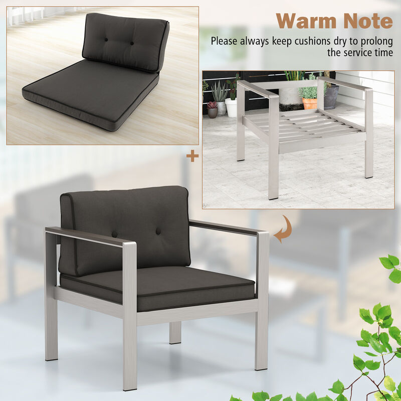 Contemporary Sofa Chair with WPC Armrests and Back Cushions-Grey