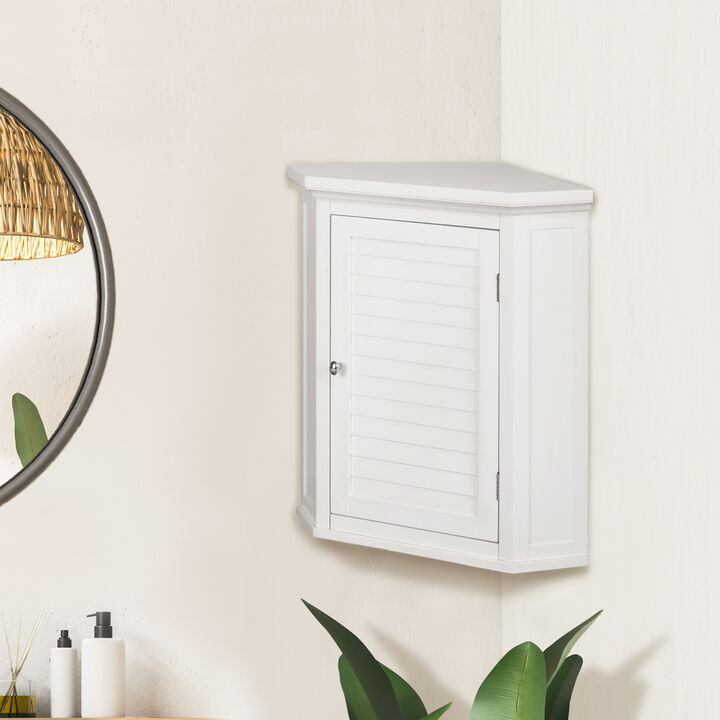 Teamson Home Glancy One Shutter Door Removable Wooden Corner Wall Cabinet White