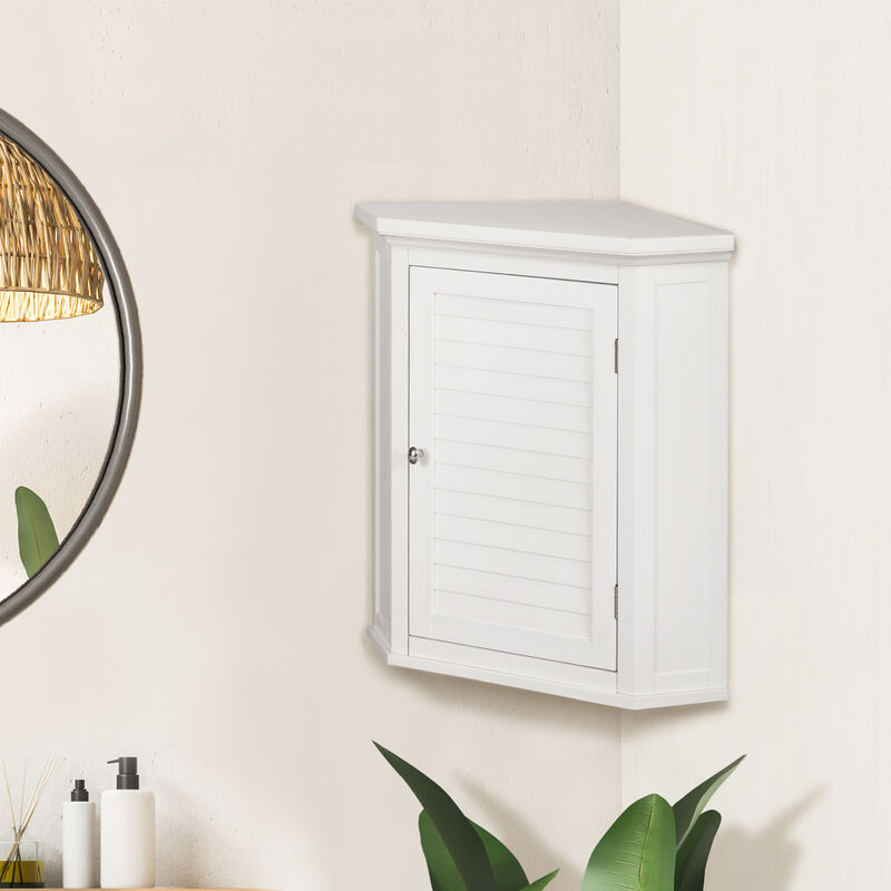 Teamson Home Glancy One Shutter Door Removable Wooden Corner Wall Cabinet White