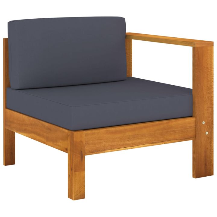 vidaXL 6 Piece Garden Lounge Set with Dark Gray Cushions Acacia Wood