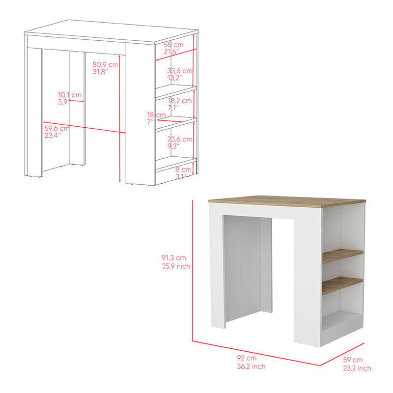 Kitchen Island Doyle, Kitchen, White / Light Oak