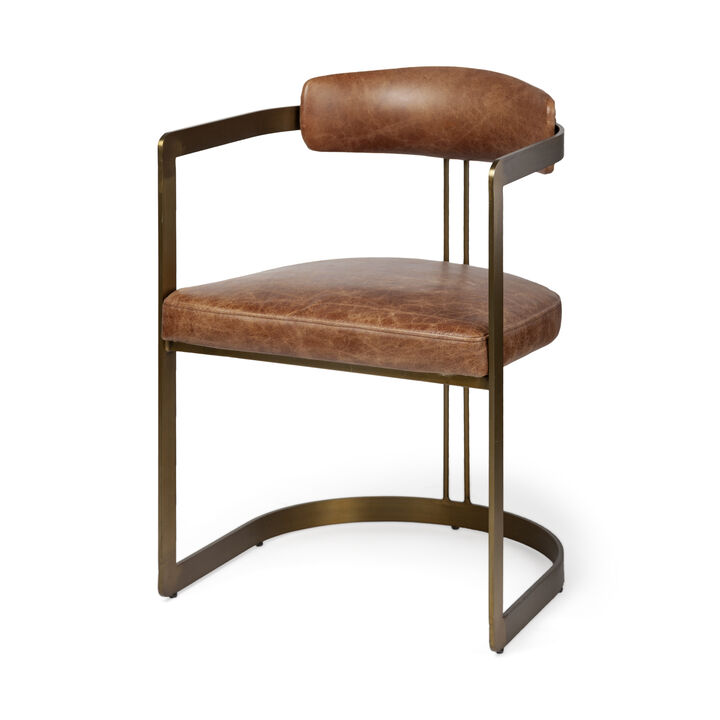 Hollyfield Brown Leather Dining Chair