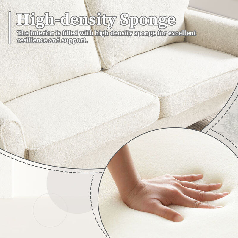 Mondawe Bouclé Loveseat Sofa, 2 Seater Small Sofa Couches with USB & Removable Pillow Cover