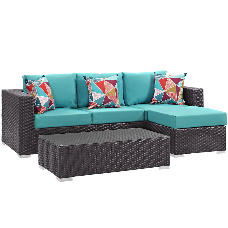 Modway - Convene 3 Piece Outdoor Patio Sofa Set