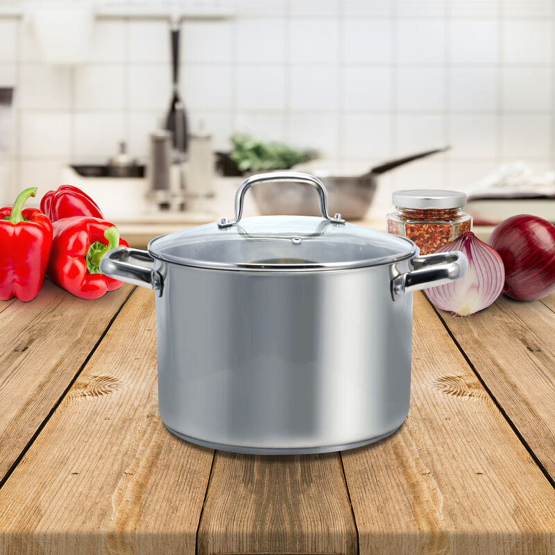 Oster Adenmore 8 Quart Stainless Steel Stock Pot with Tempered Glass Lid