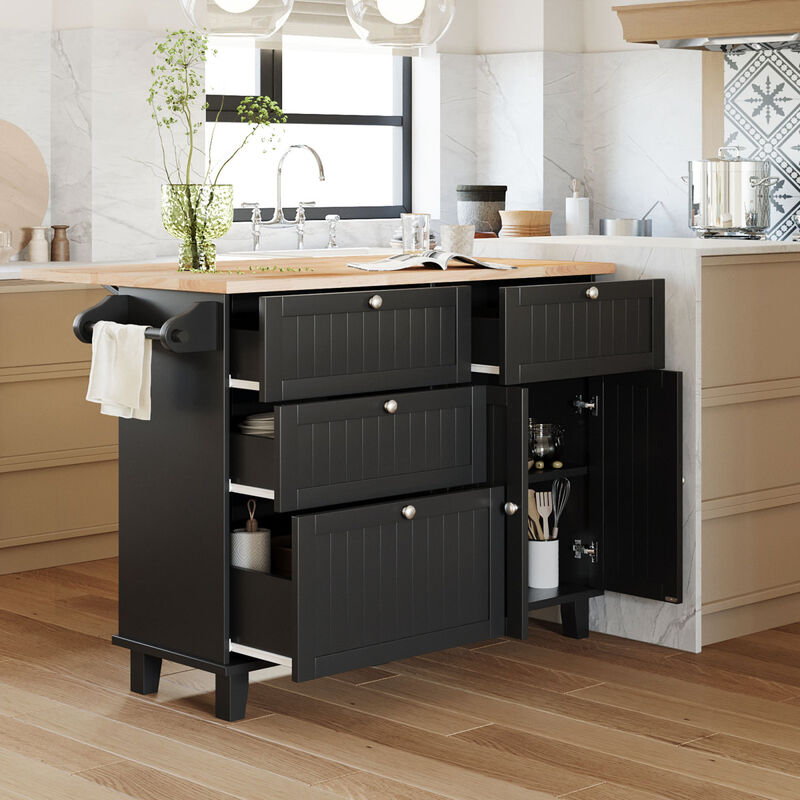 Streamdale Farmhouse Kitchen Island Set With Storage and Seating