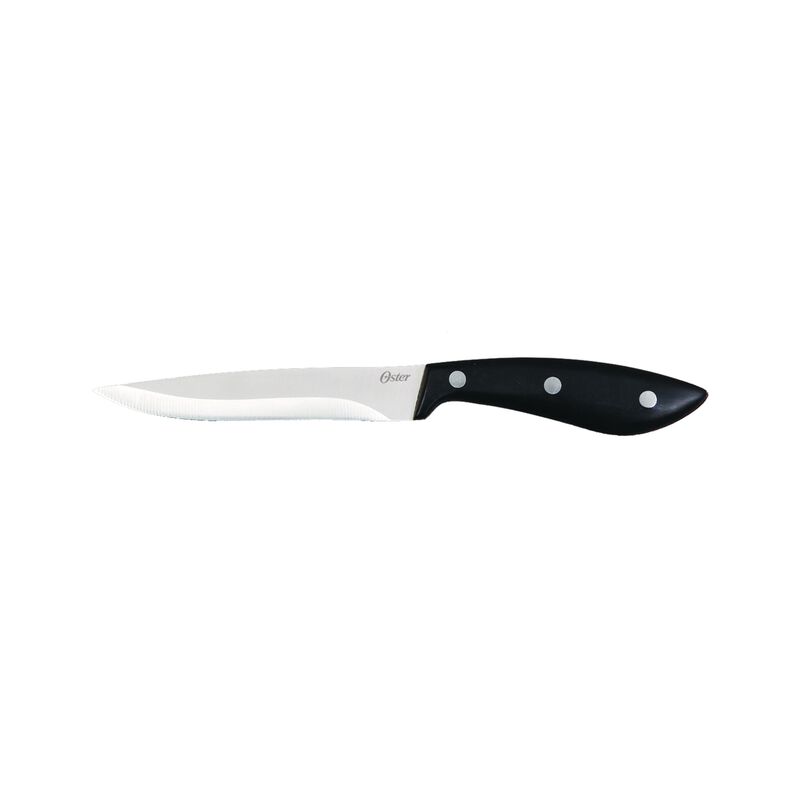Oster Huxford 14 Piece Stainless Steel Cutlery Set with Black Handles and Wooden Block