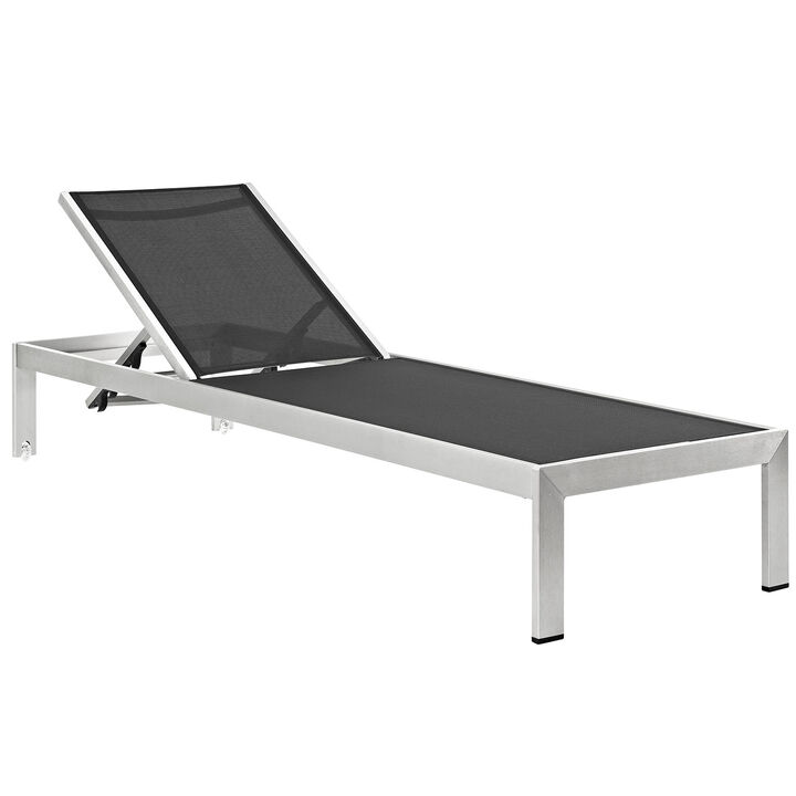 Shore 3 Piece Outdoor Patio Aluminum Set, Silver Black