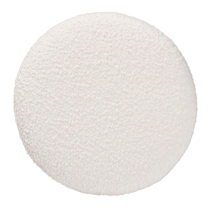 Baxton Studio Fisk Cream Boucle Fabric Wood Ottoman Footstool