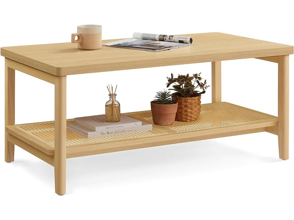 VASAGLE 2-Tier Coffee Table for Living Room