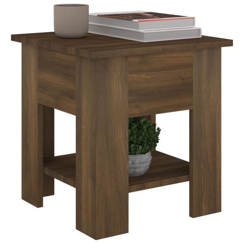 vidaXL Coffee Table Brown Oak 15.7"x15.7"x16.5" Engineered Wood