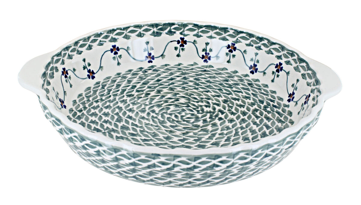 Blue Rose Polish Pottery Halsey Pie Plate with Handles