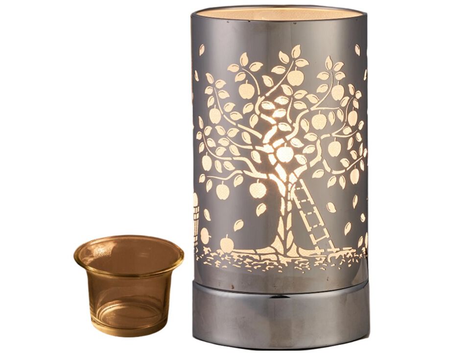 7" Touch lamp/Oil burner/Wax warmer - Silver Apple Tree