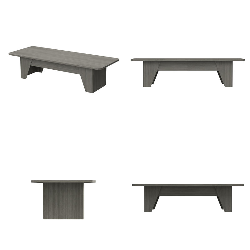 FUFU&GAGA Modern Office Desk with Aesthetic Design, Grey Oak Finish (118.1" W x 47.2" D x 29.53" H), P2 MDF, Grey Oak Color