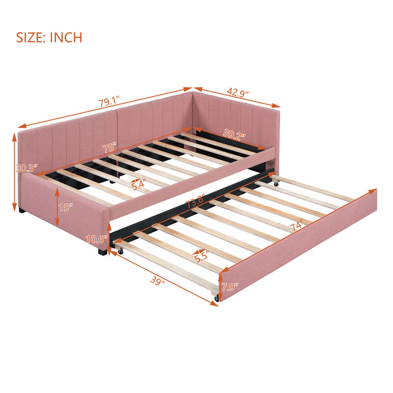 Merax Upholstered Daybed Bed Frame with Trundle