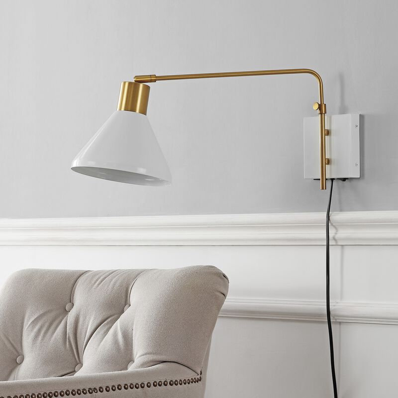 Max Swing Arm Modern Midcentury Iron USB Charging Port LED Sconce