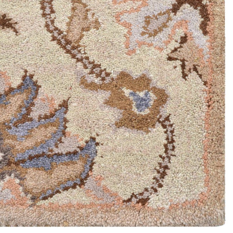 RUGSOTIC CARPETS HAND TUFTED WOOL ECO-FRIENDLY AREA RUGS  - 8'x11', Rectangle Shape, Cream, Floral Modern Design, High Pile Thick Handmade Anti Skid Area Rugs for Living Room, Bed Room (K00714)