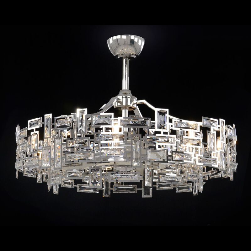 Eight-Light Chandelier with Fan