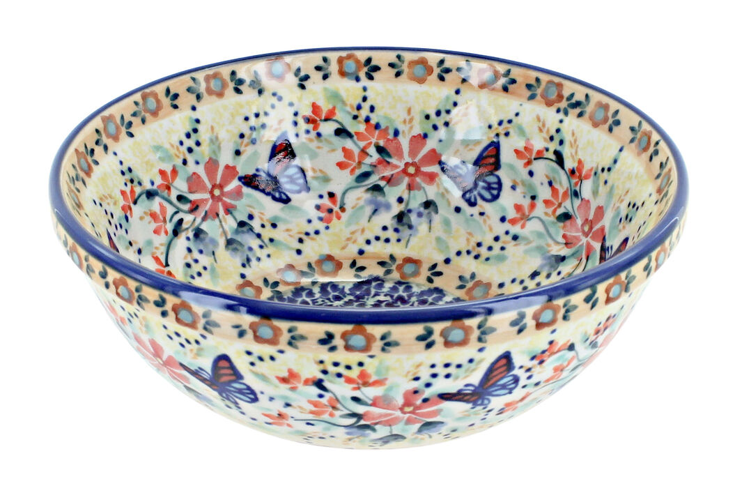 Blue Rose Polish Pottery Woodland Fern Cereal/Soup Bowl