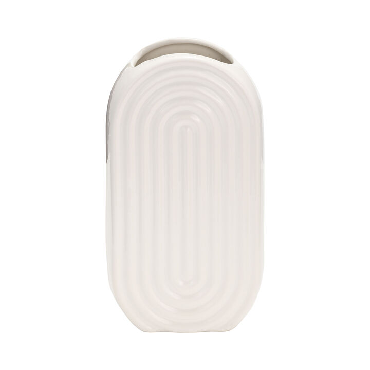 9" Ceramic Oval Ridge Vase