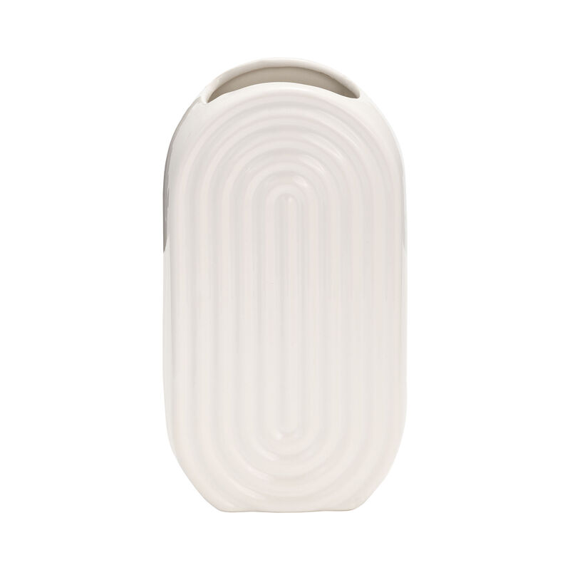 9" Ceramic Oval Ridge Vase