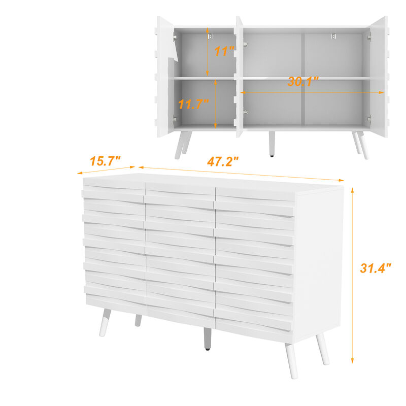 FUFU&GAGA Modern Storage Cabinet with 2 Adjustable Shelves, Solid Wood Legs & Embossed Laminate Finish
