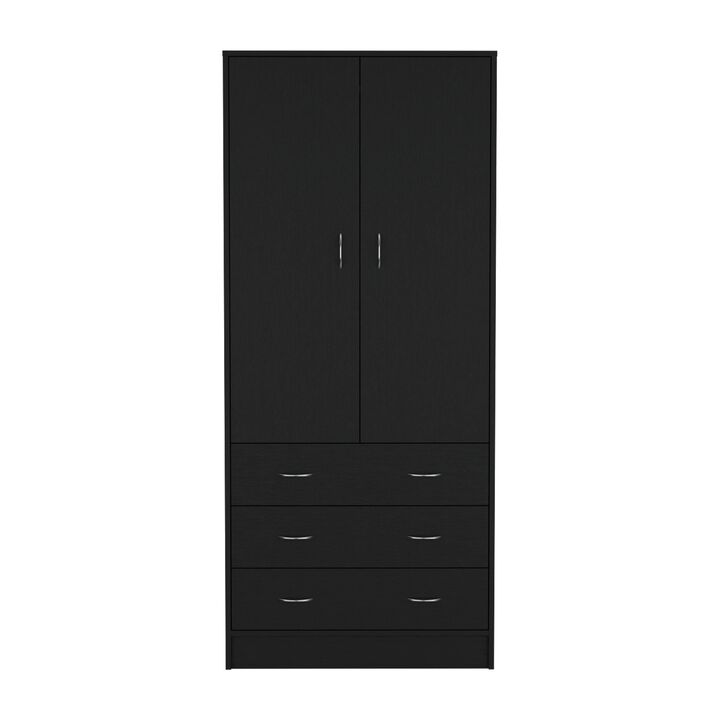 Melfa 71" H Armoire, with 2 doors, 3 drawers and 1 hanging rod, White,Bedroom