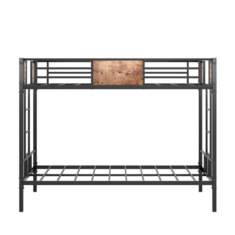 Bunk Bed Twin Over Twin Size Metal Bunk Bed With Ladder And Full-Length Guardrail, Metal Bunk