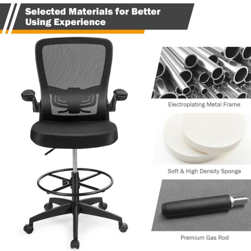 Hivvago Height Adjustable Drafting Chair with Flip Up Arms