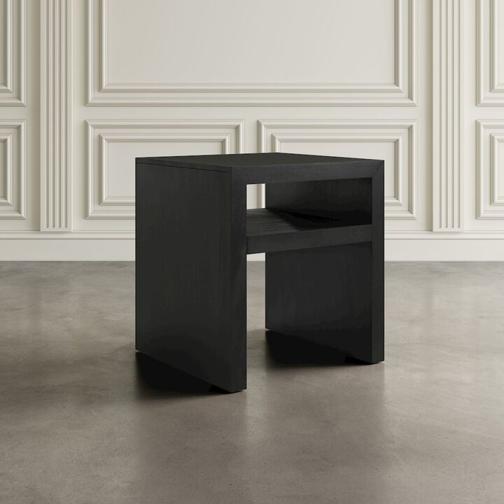 Jofran Dev Modern Mitered Angle Solid Wood End Table with Storage Shelf