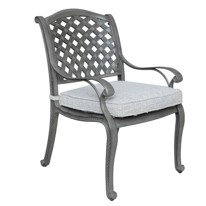 Mace Outdoor Patio Dining Armchair, 24 Inch, Aluminium, Golden Beige