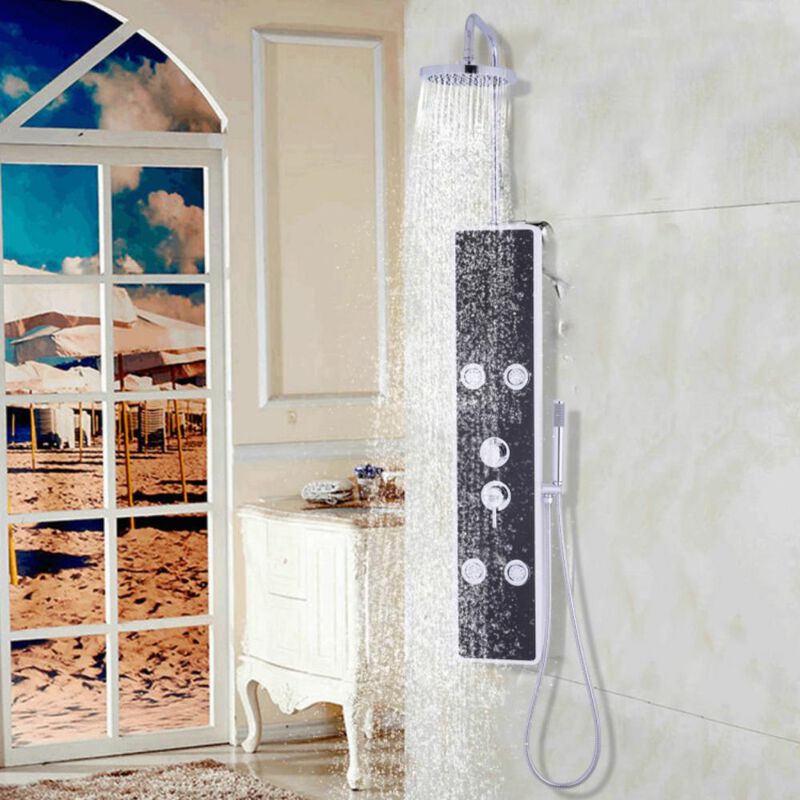 Bathroom ABS Shower Panel with Massage Jets and Hand Shower for Relaxing Shower Experience