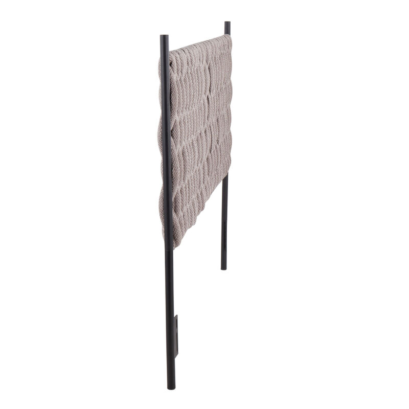 Braided Matisse Queen Size Headboard In Black Metal And Grey Fabric