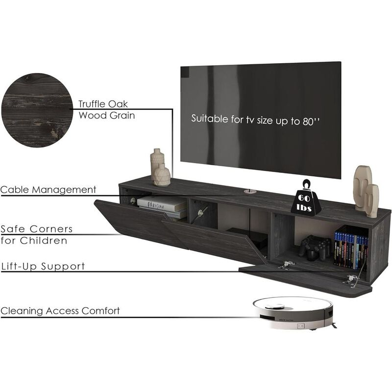 Atelier Mobili Floating TV Stand 65 inch for up to 80 inch TV