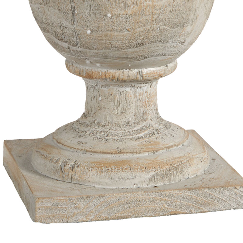 22 Inch Classical Accent Decor Statuette, Turned Finial Design, Off White-Benzara