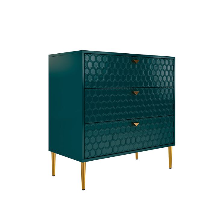 White Accent Storage Cabinet with 3-Drawer Chest