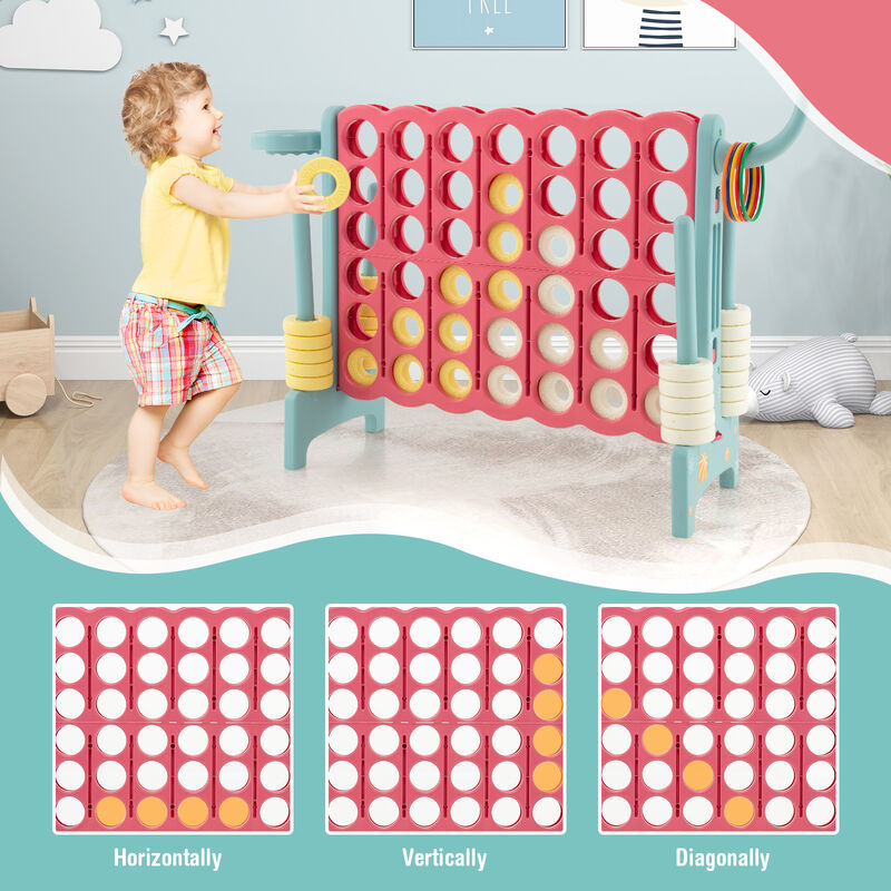 4-in-a-Row Connect Game with Basketball Hoop and Toss Ring