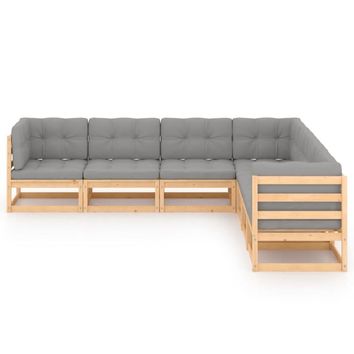 vidaXL 7 Piece Garden Lounge Set with Cushions Solid Pinewood