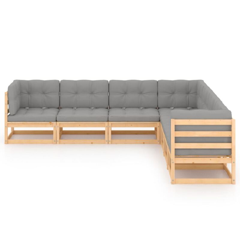 vidaXL 7 Piece Garden Lounge Set with Cushions Solid Pinewood