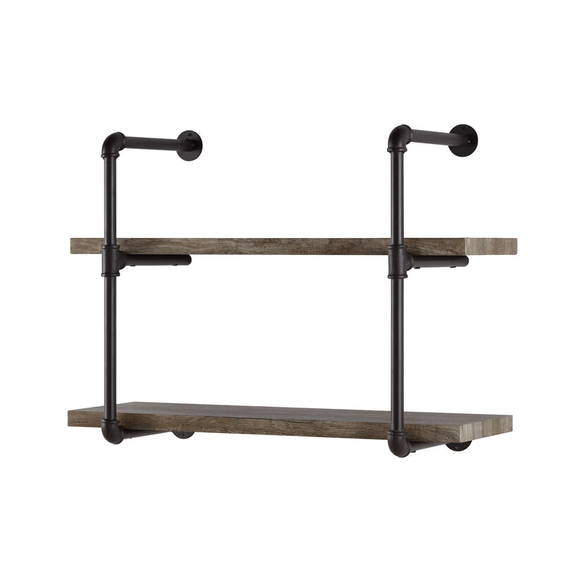 Two Tier Industrial Pipe Wall Shelf