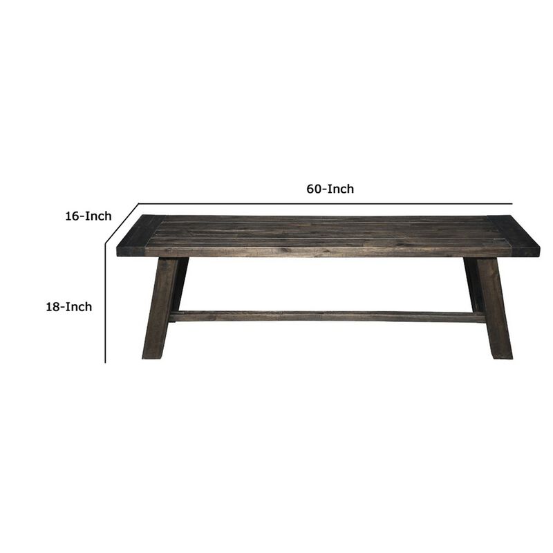 Transitional Style Bench In Acacia Wood Gray-Benzara